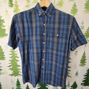 Dickies Blue and Brown Plaid Button-Down Shirt